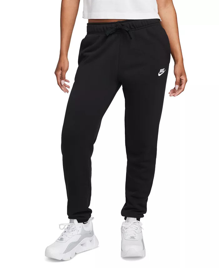 Женские спортивные брюки Club Fleece Mid-Rise Joggers Nike, черный — фото 2