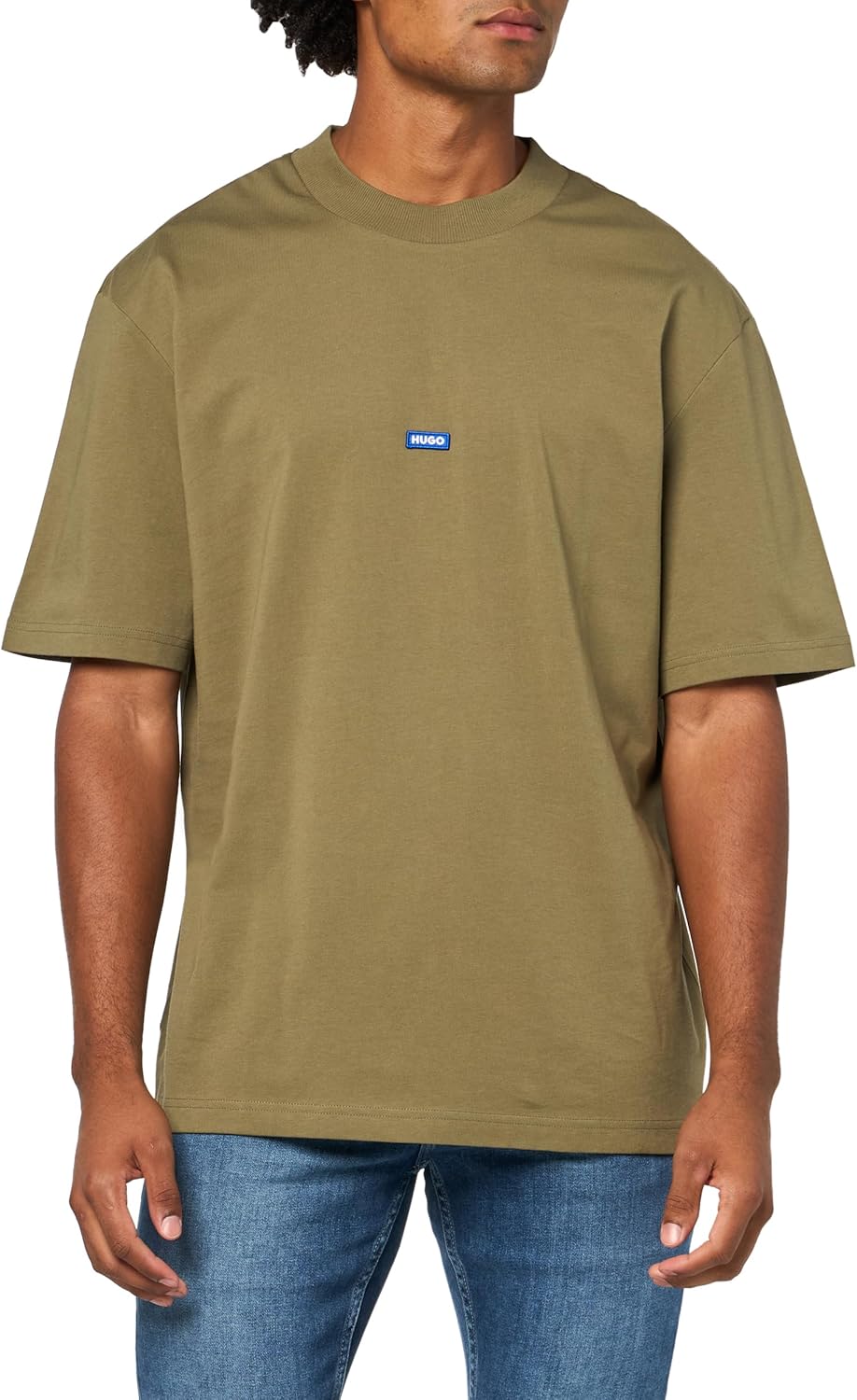 

Мужская хлопковая футболка HUGO с маленьким логотипом, Khaki Green, Зеленый, Мужская хлопковая футболка HUGO с маленьким логотипом, Khaki Green