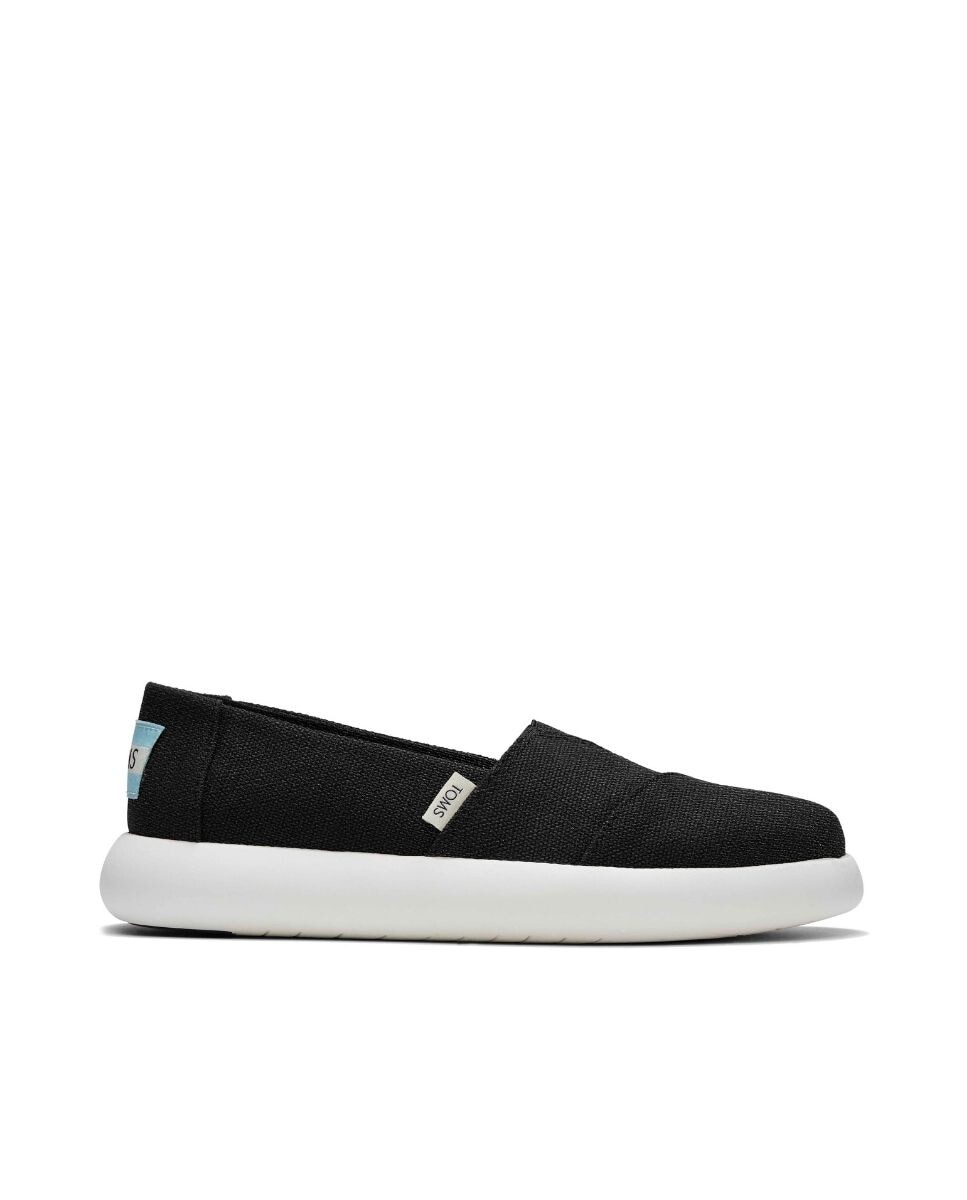Женские слипоны из парусины черного цвета Toms, черный