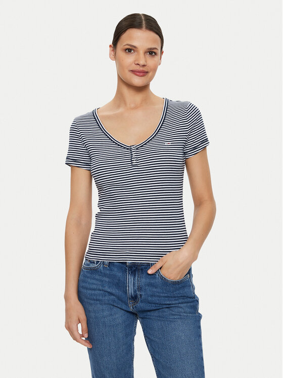 

Футболка slim fit Henley DW0DW18429 Tommy Jeans, синий