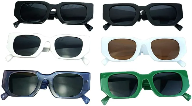 

Панк-солнцезащитные очки для мужчин и женщин, модные прямоугольные солнцезащитные очки, винтажные очки, мужские защитные очки UV400 TKKTLLT, Jelly White Tea