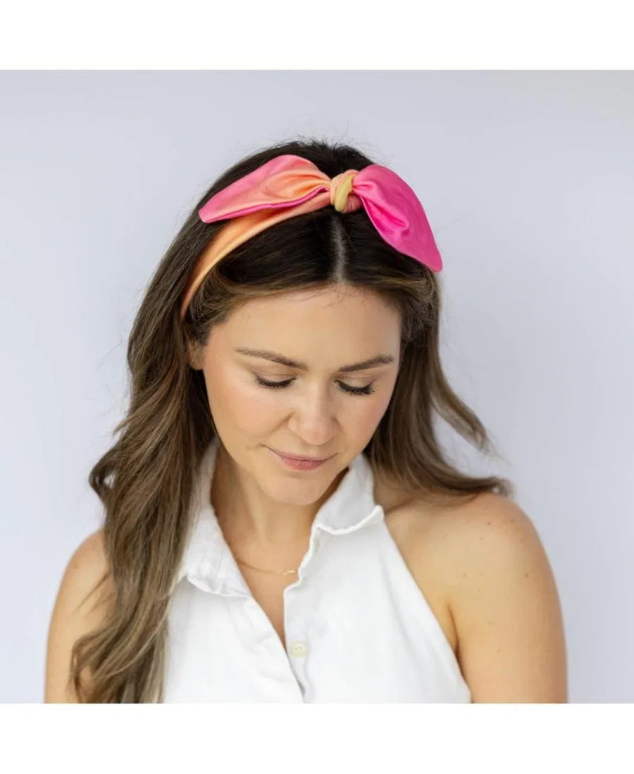 Женская роскошная бамбуковая повязка на голову с узлом Headbands Of Hope, оранжевый/розовый — фото 3