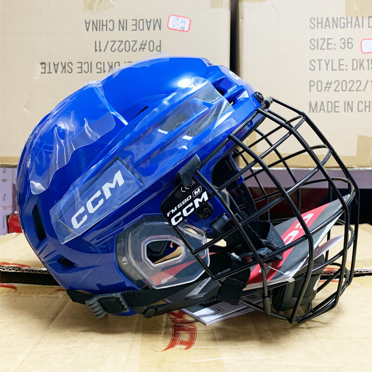 

He Jiagong Хоккейный шлем с визором, синий, размер L