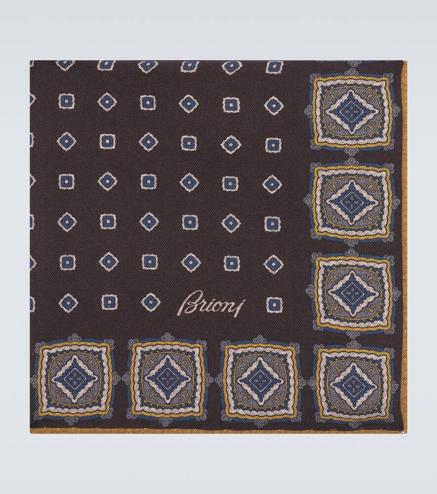

Шелковый кашемировый платок с принтом Brioni, Coffee/Ochre
