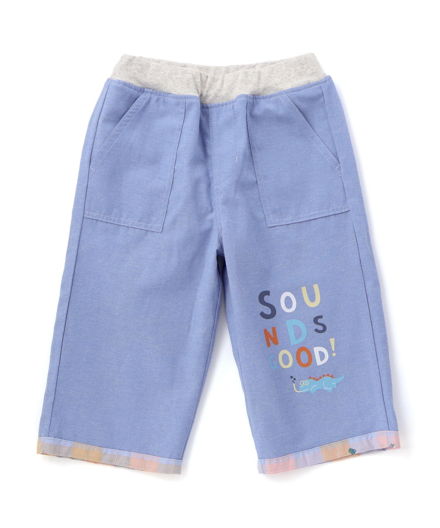 Двусторонние клетчатые брюки-комбинезон длиной 3/4 (80–130 см) SLAP SLIP, Blue — фото 3