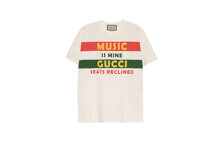 Футболка GUCCI Хлопковая оверсайз, стиль хип-хоп, цвет экрю