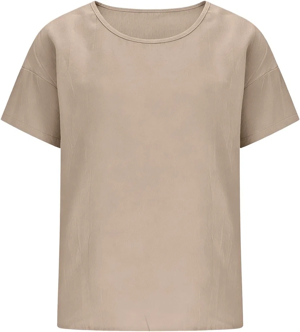 Футболка из хлопка и льна, Khaki — фото 4