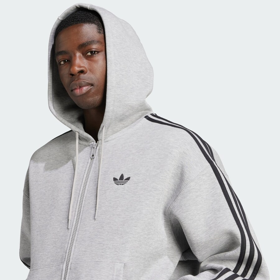 Толстовка с капюшоном на молнии ADIDAS ORIGINALS Adicolor Spacer, пятнистый серый — фото 3