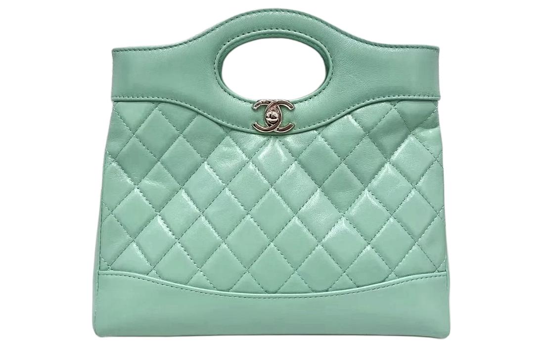 

Полированная кожаная сумка из ягненка, шоппер, сумка через плечо, кроссбоди, миниатюрная женская зеленая CHANEL