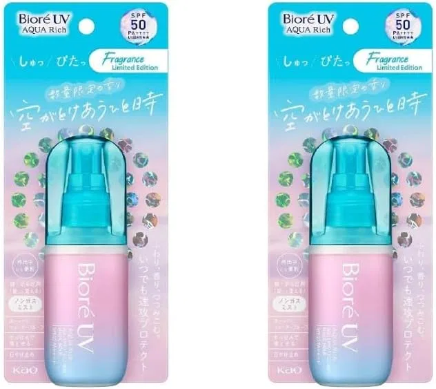 Солнцезащитный спрей Biore UV Aqua Protect Mist Magic Hour SPF50 PA++++, 2 упаковки по 60 мл