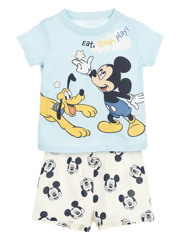 Пижама хлопковая, Disney Mickey Mouse, светло-голубой/белый
