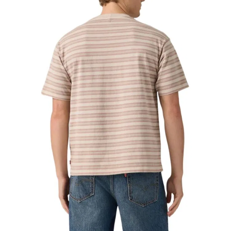 Футболка унисекс в полоску Pumice с круглым воротником утолщенная Levis, Stripes Pumice — фото 4