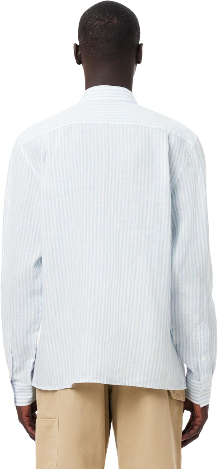 Рубашка Lacoste, мужская, с длинным рукавом в полоску, white — фото 3