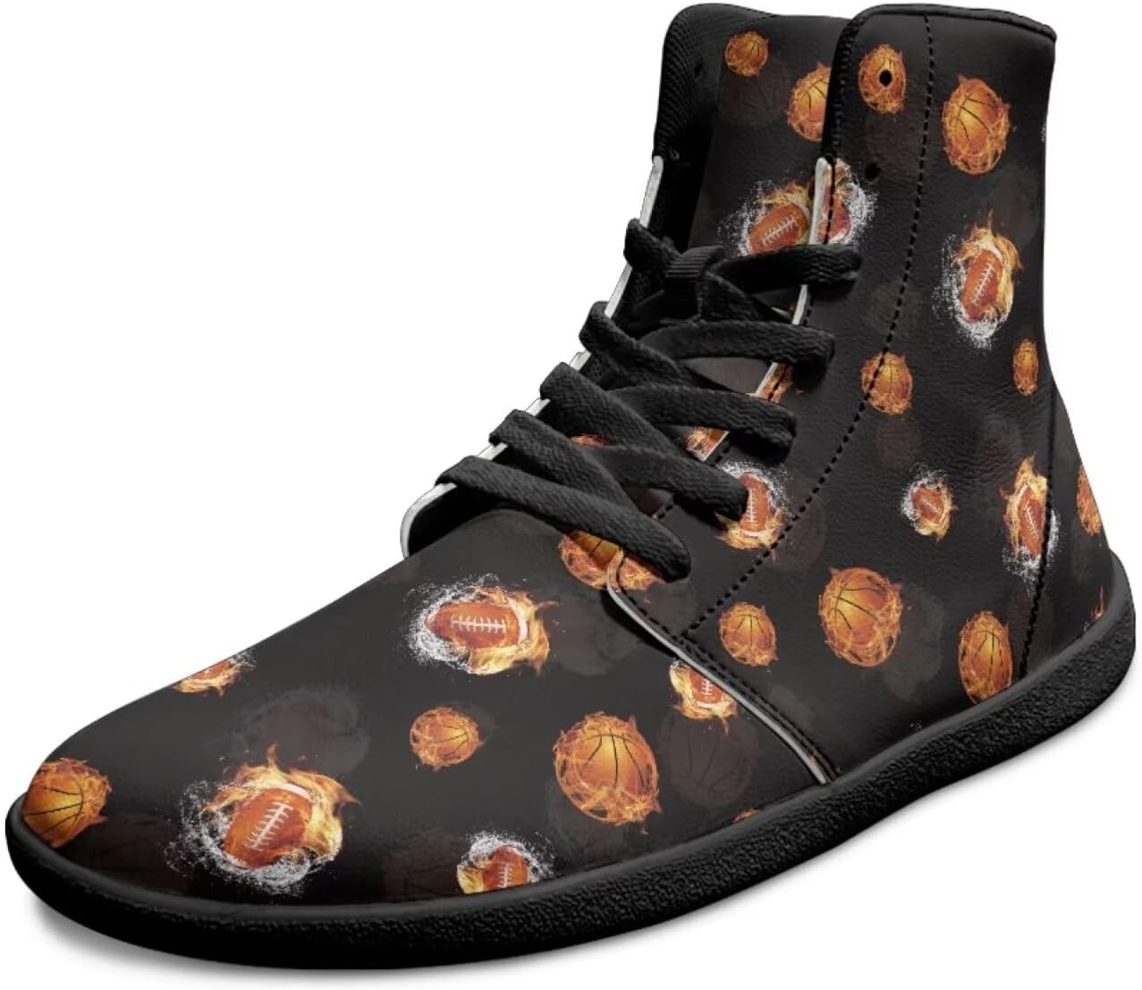 

Мужские кроссовки с широким носком, высокие, на шнуровке, обувь для бега и походов с эффектом босоногости, без подъема, дышащие Xixirimido, Rugby Flame