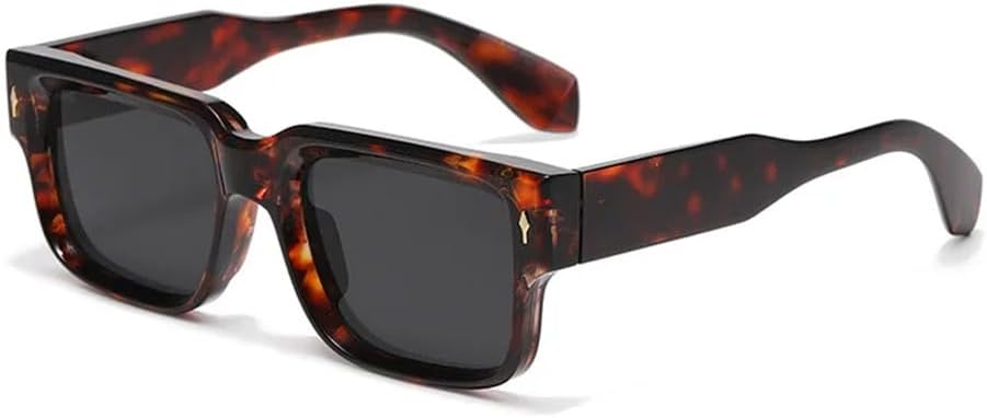 

Ретро квадратные солнцезащитные очки для женщин с леопардовым принтом и защитой от УФ-излучения UV400, модные заклепки, мужские прозрачные солнцезащитные очки с градиентным переходом цвета KTUCN, Leopard Black