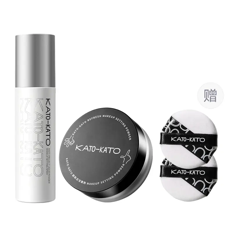 

KATO рассыпчатая пудра, спрей-фиксатор макияжа набор для макияжа контроль жирного блеска без переноса коррекция тона кожи 100мл+6,5г/100мл+8г KATO-KATO