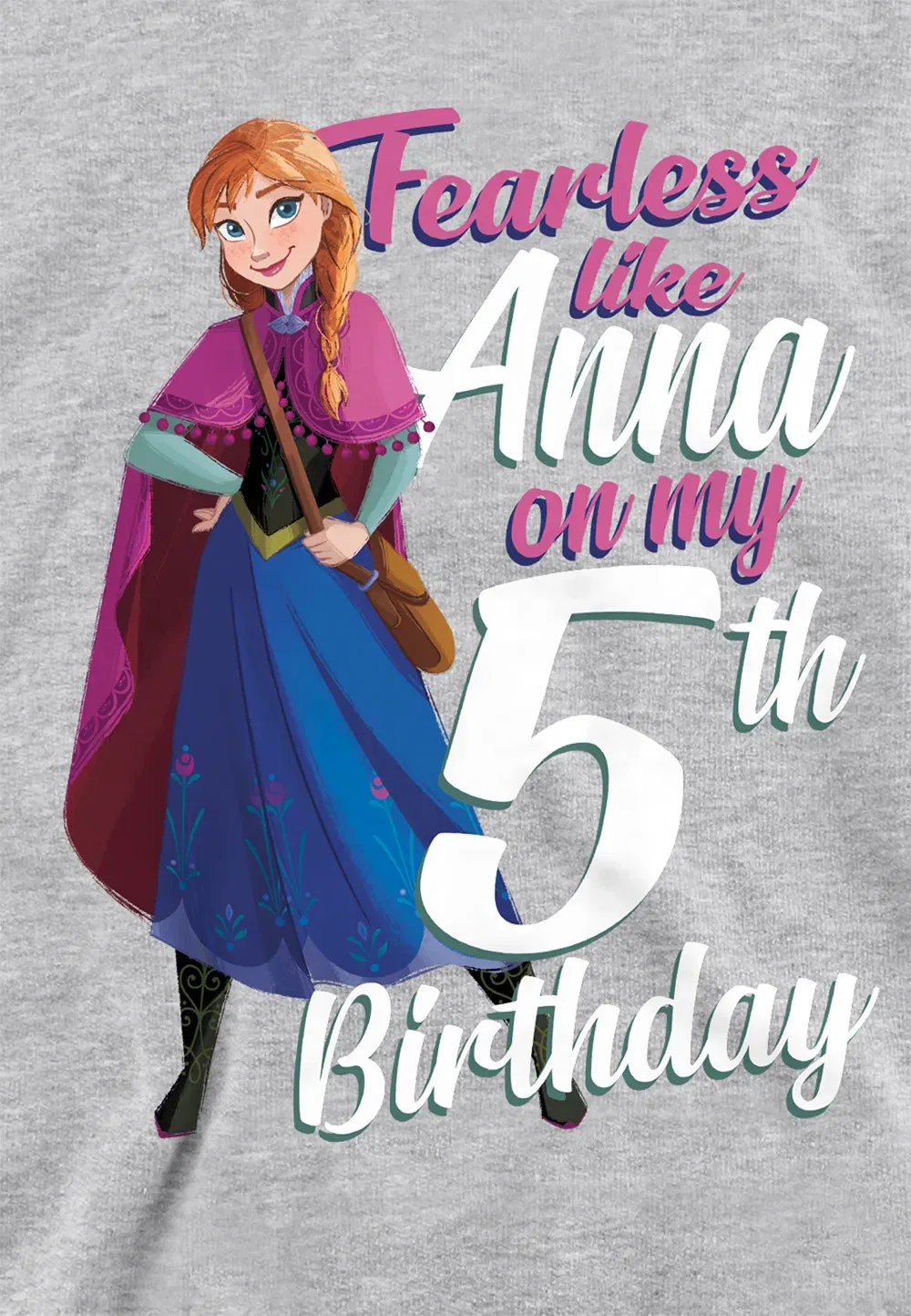 Детская худи с принтом Frozen Fearless Like Anna, Disney, серый — фото 2