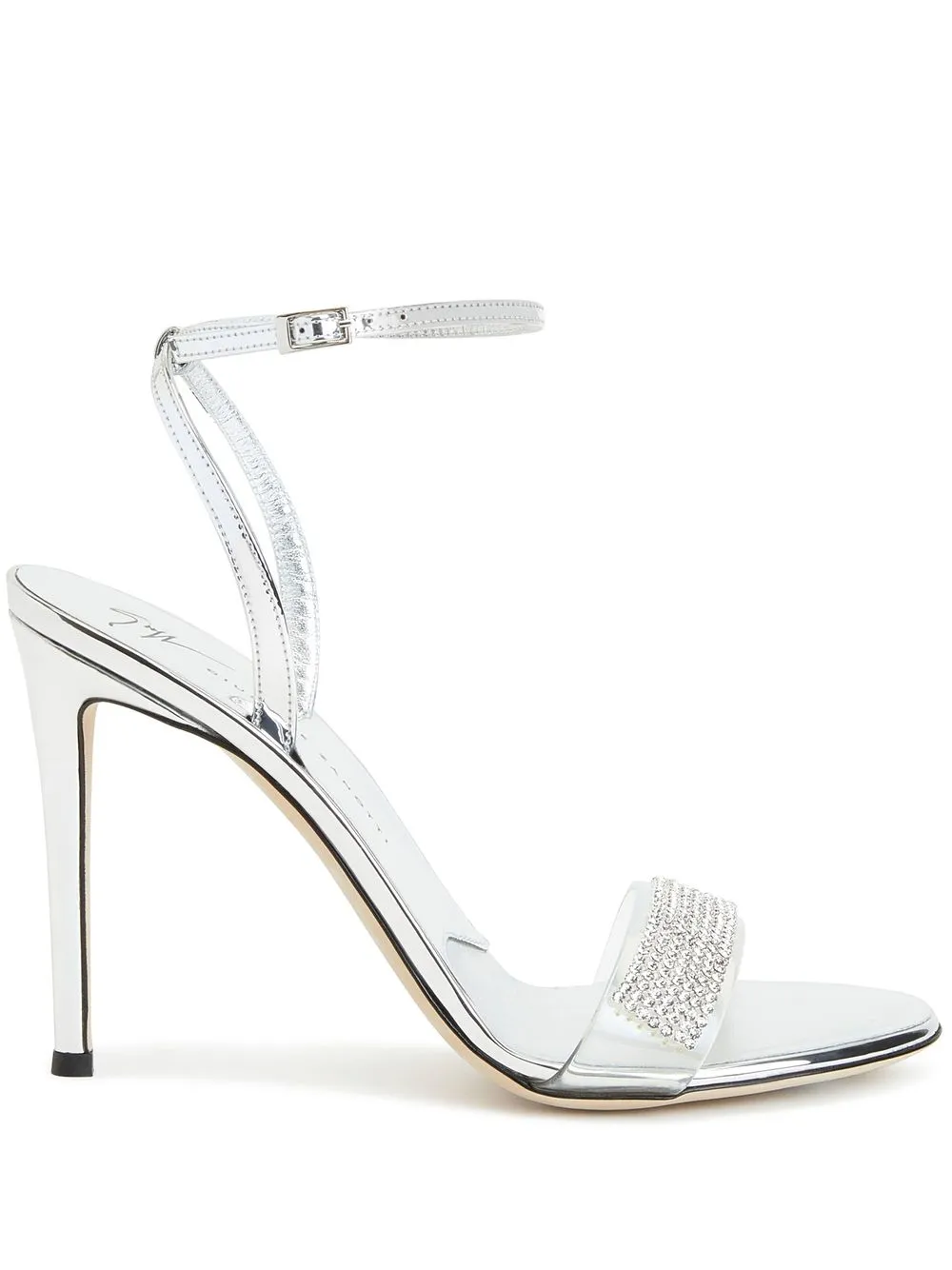 Босоножки Erwan 105 со стразами Giuseppe Zanotti, серебяный