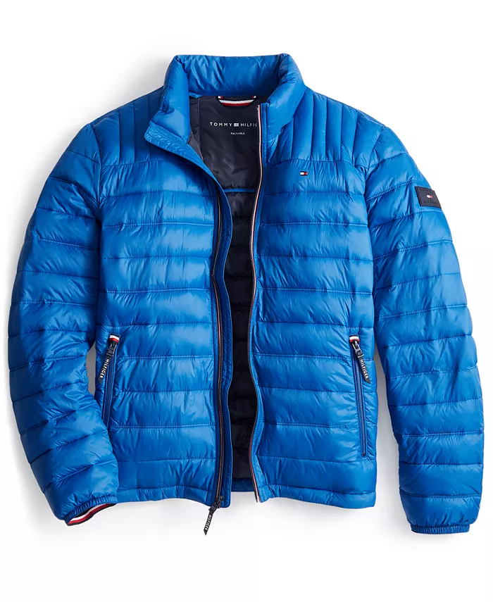 Мужская складная стеганая пуховая куртка Tommy Hilfiger, синий — фото 3