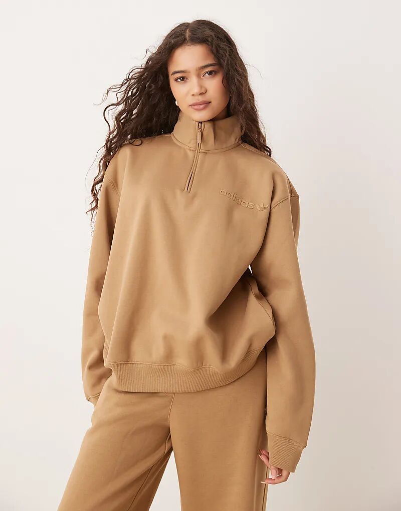

Толстовка adidas Originals essentials linear с застежкой-молнией на четверть оборота коричневого цвета