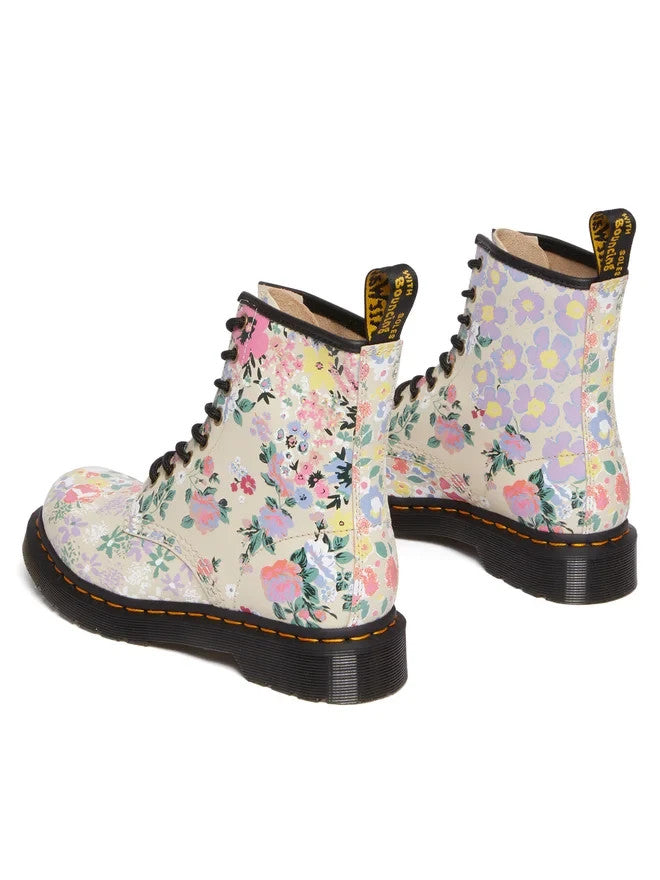 Женские армейские ботинки Dr. Martens 1460 из кожи с цветочным принтом, ботильоны JOBB661, бежевый — фото 3