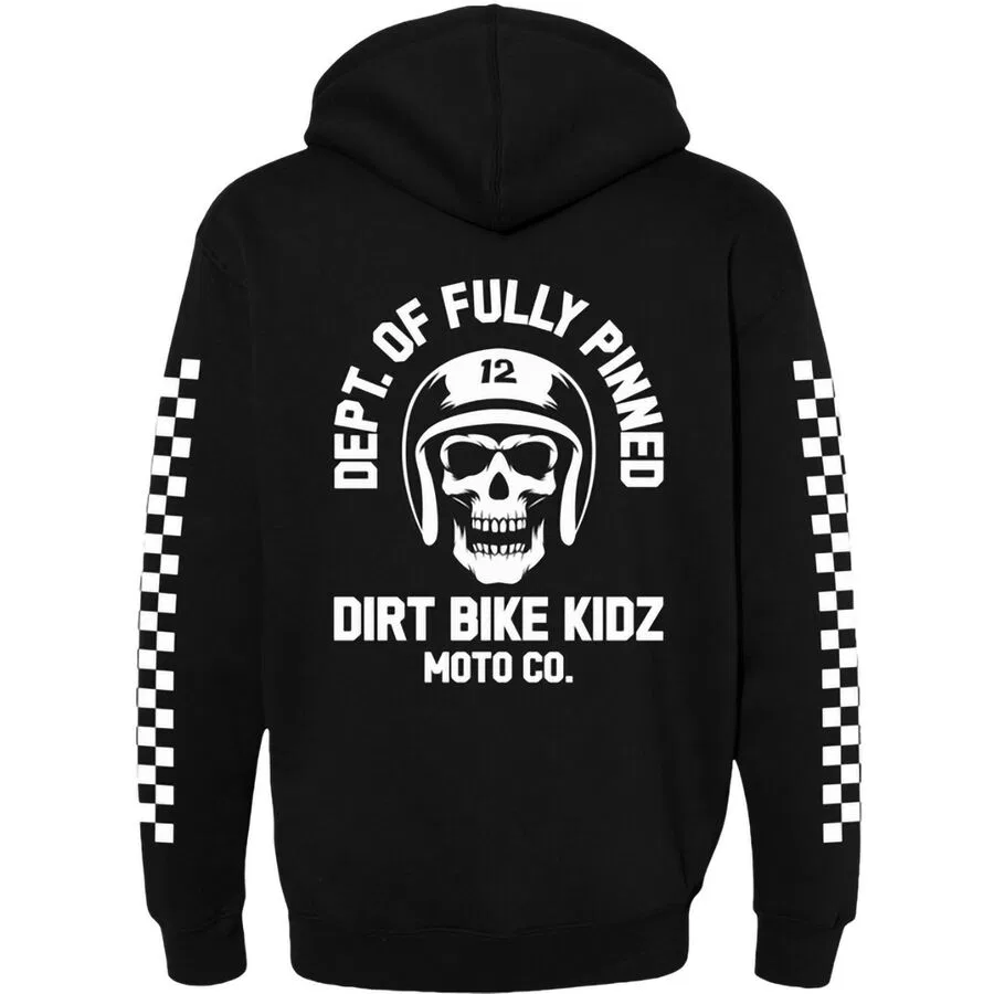 Детская толстовка с капюшоном, полностью застегнутая на булавках Dirt Bike Kidz, Black — фото 3