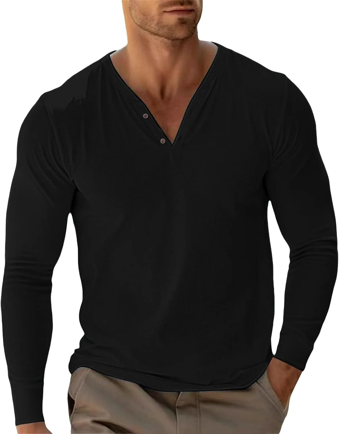 

Мужская футболка Henley Slim Fit с длинным рукавом CRNTCEM