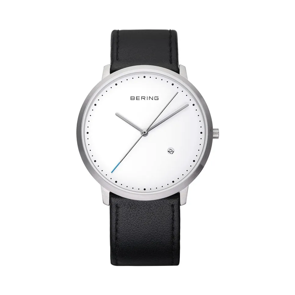 

Bering 11139-404 CLASSIC мужские часы с черным кожаным ремешком, черный