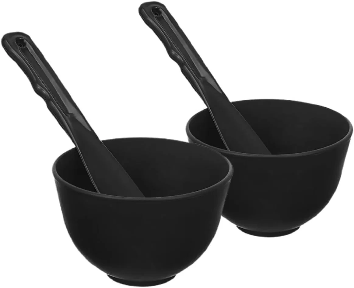Набор для смешивания масок Silicone Mouthed Mixing Bowl Set Beavorty, 2 миски, 2 палочки, черный
