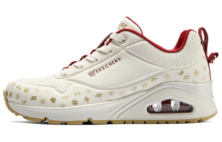 Skechers Женские белые и красные повседневные туфли Uno дышащие легкие прочные на низком каблуке бело-красные, цвет White Red