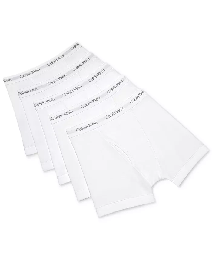 Мужские классические трусы-боксеры из хлопка, 5 штук Calvin Klein, белый — фото 2