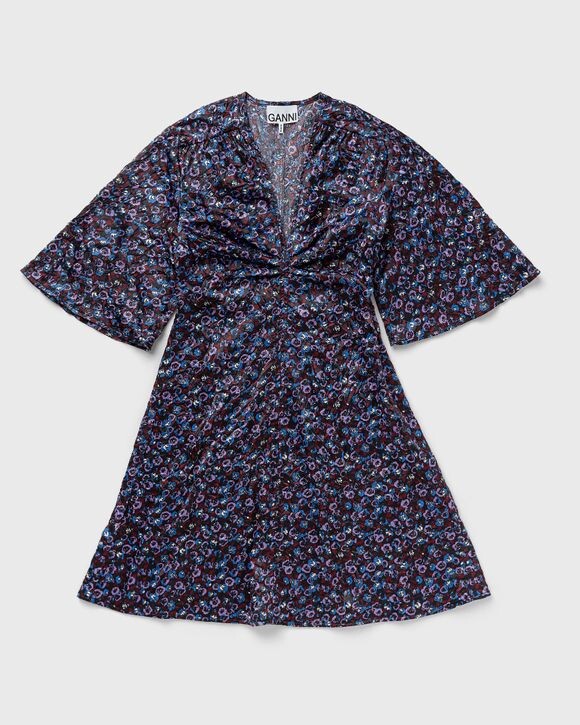 

Платье Ganni Crinkled Satin V-Neck Mini Dress, черный