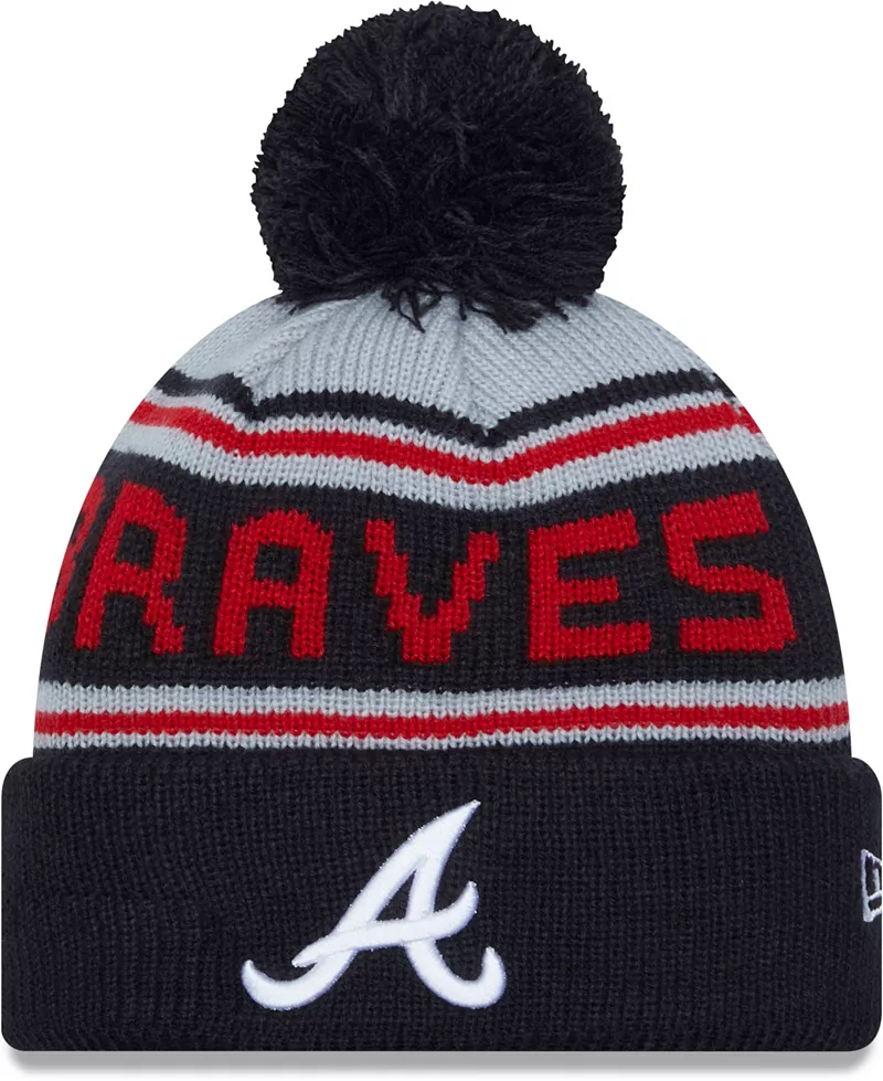 

Темно-синяя вязаная шапка с помпоном и надписью New Era для взрослых Atlanta Braves