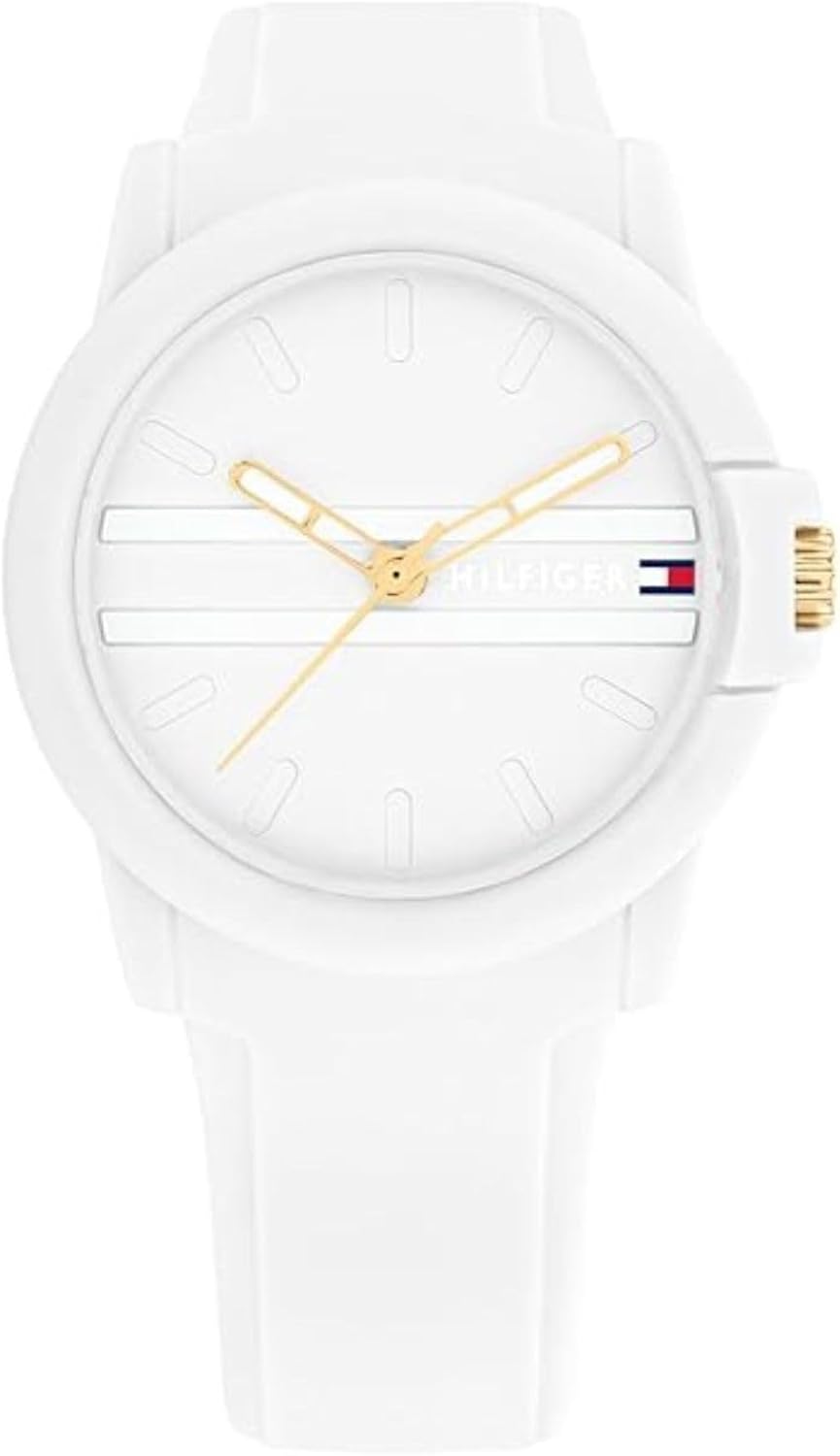 

Спортивные часы Tommy Hilfiger для женщин - повседневные наручные часы с 3-часовым запасом хода для нее - силиконовый ремешок - водонепроницаемость до 3 атм/30 метров - премиальная мода для повседневного ношения - 36 мм, Silver White