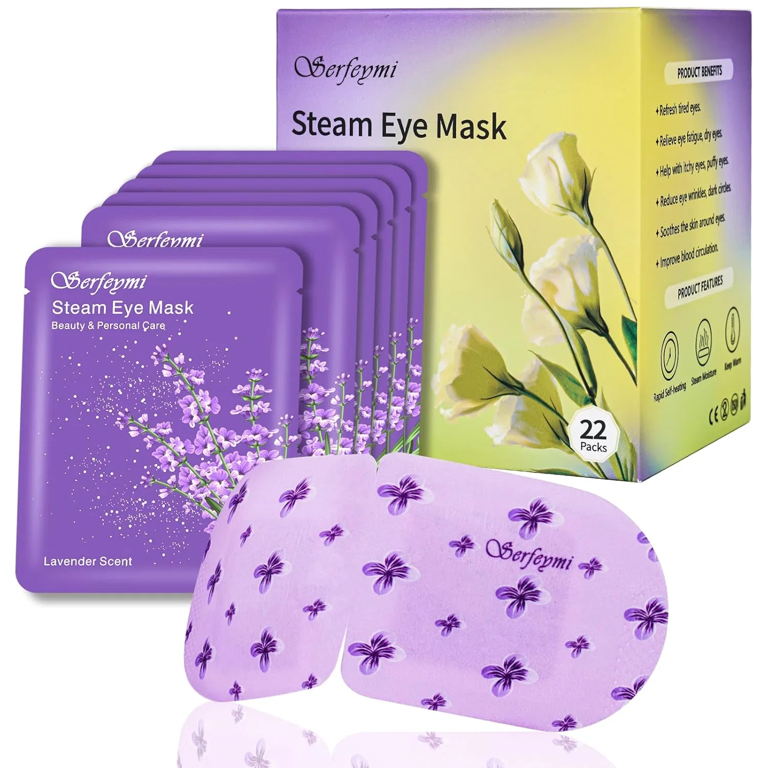 Самогреющаяся паровая маска для глаз с лавандой от Serfeymi Serfeymi, C3 Lavender 22Pcs