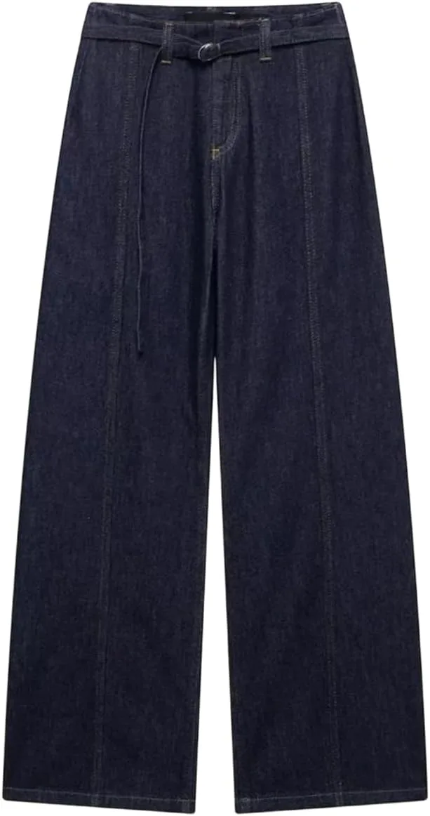 

Женские джинсы с высокой талией и рюшами, однотонные на пуговицах