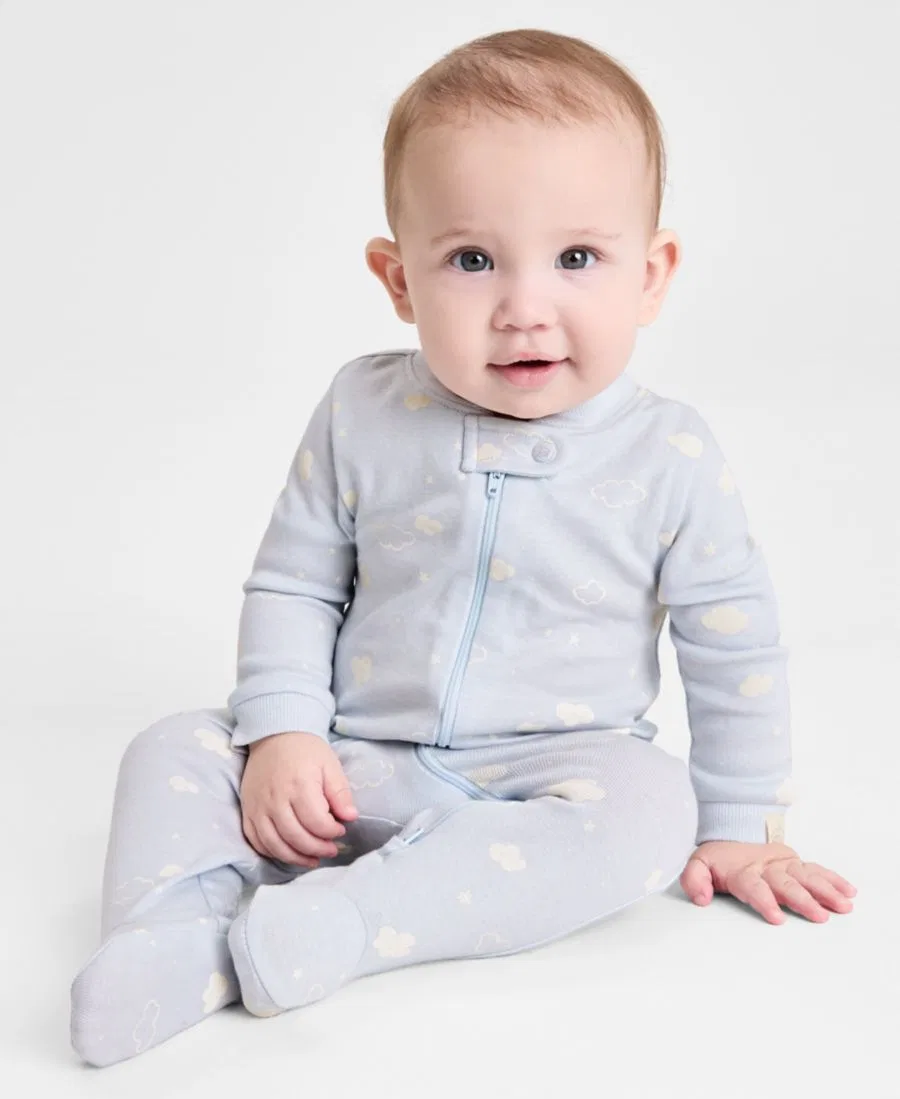 Детский комбинезон Everyday Baby Essentials для мальчиков с принтом «Облачные облака» и двусторонней молнией First Impressions, синий — фото 2