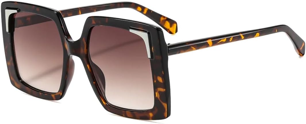 

Ретро-солнцезащитные очки с квадратной оправой и градиентным переходом цвета для женщин, модные и универсальные, для мужчин, с защитой от УФ-излучения UV400 UATXTAU, Leopard Tea