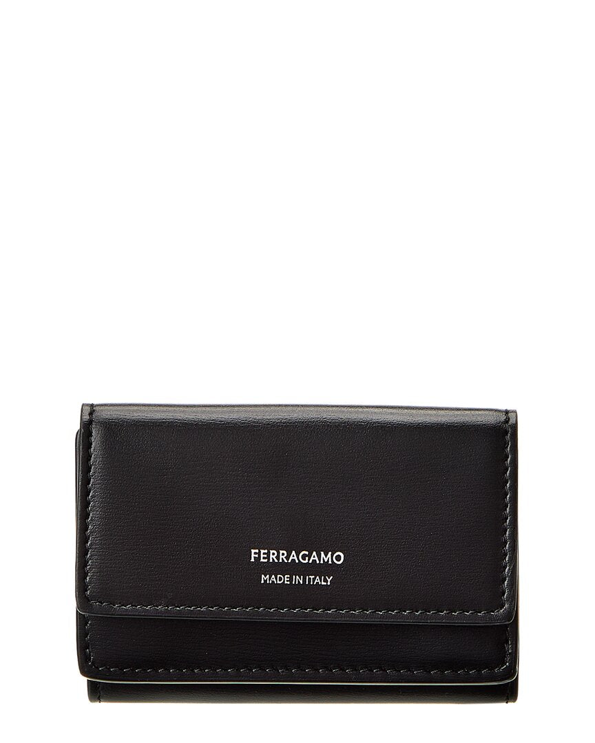 

Кожаный держатель для карт с логотипом Ferragamo Salvatore Ferragamo, черный