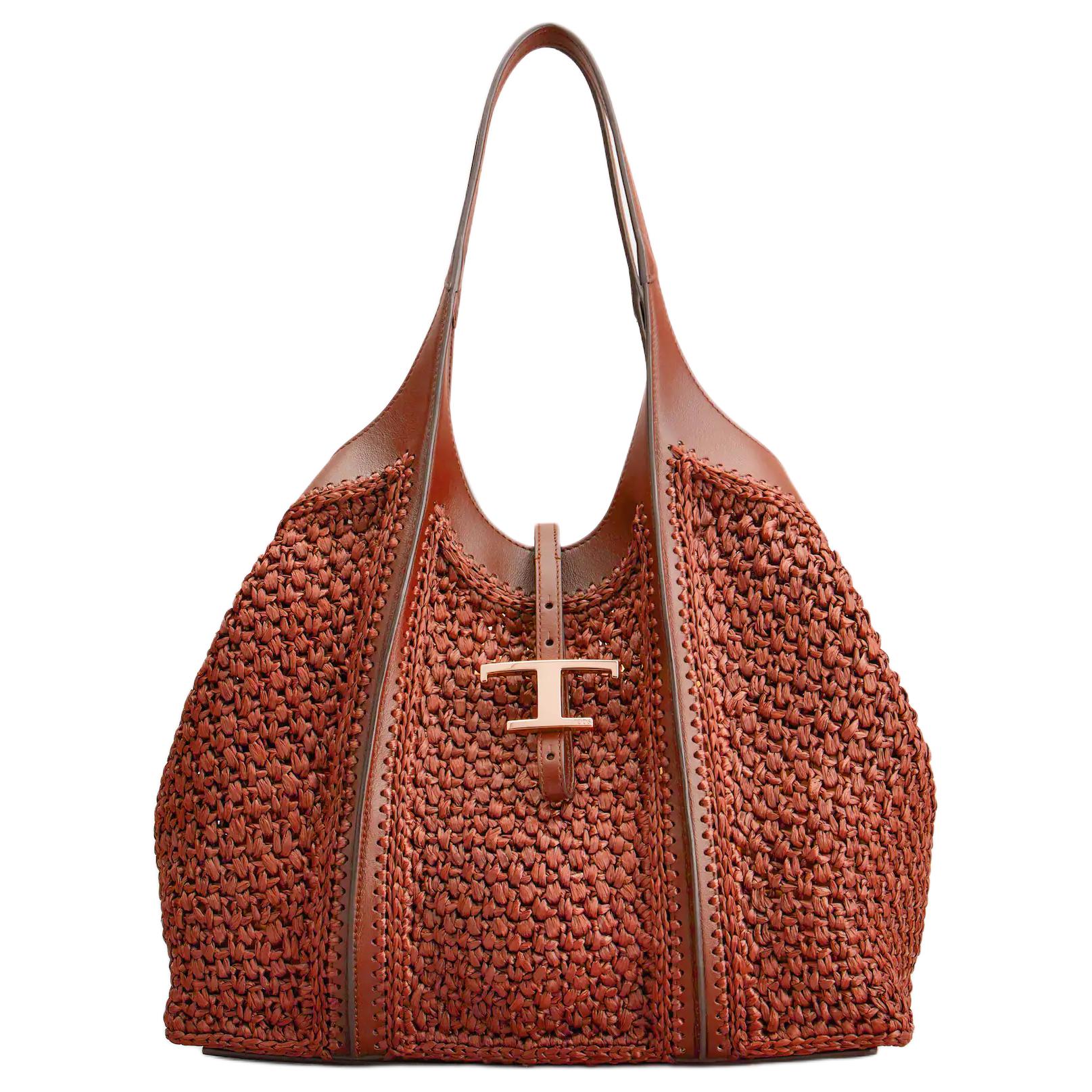 

TOD'S Timeless Raffia с кожаной лямкой, средняя, женская, оранжевая
