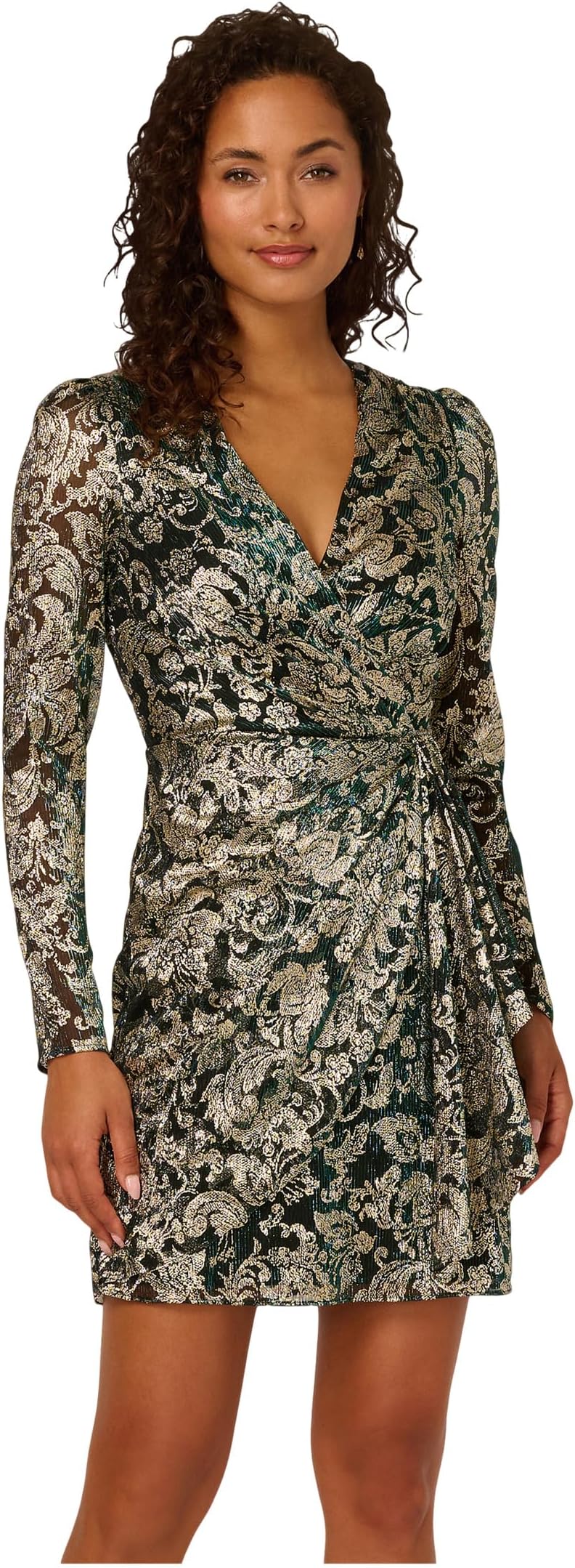 

Платье Adrianna Papell Short Wrap Dress, цвет Green/Gold