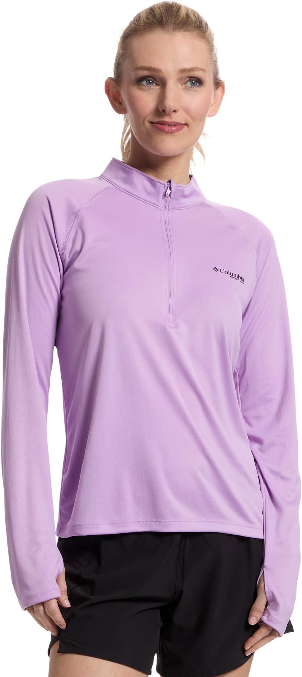 

Футболка Columbia Tidal Tee 1/4 Zip, цвет Hydrangea/Black Logo