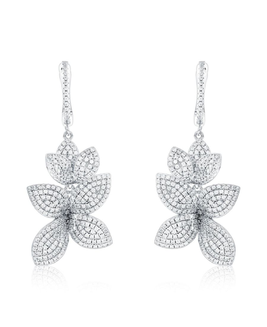 

Серьги-подвески Suzy Levian из стерлингового серебра с кубическим цирконием, крупные, в виде абстрактного цветка Suzy Levian New York, Silver