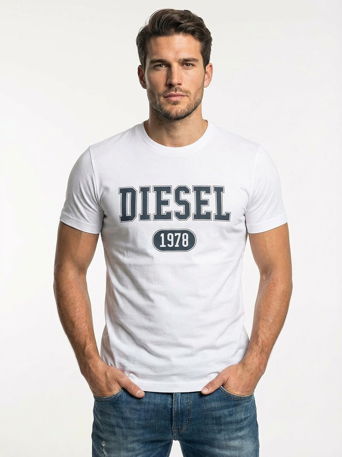 DIESEL Футболка 'T-DIEGOR 1-A' в белом цвете — фото 2