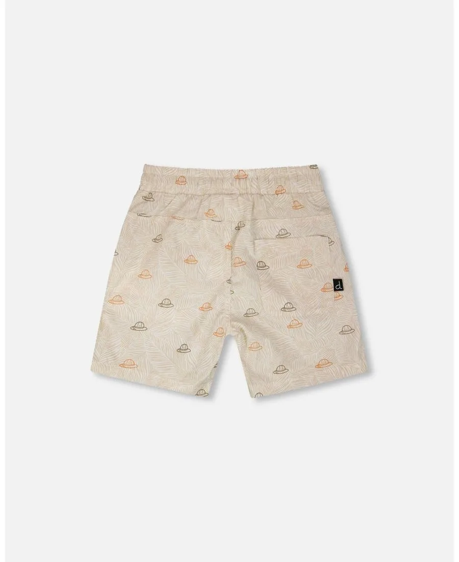 Детские поплиновые шорты для мальчиков Deux par Deux, бежевый safari print — фото 3