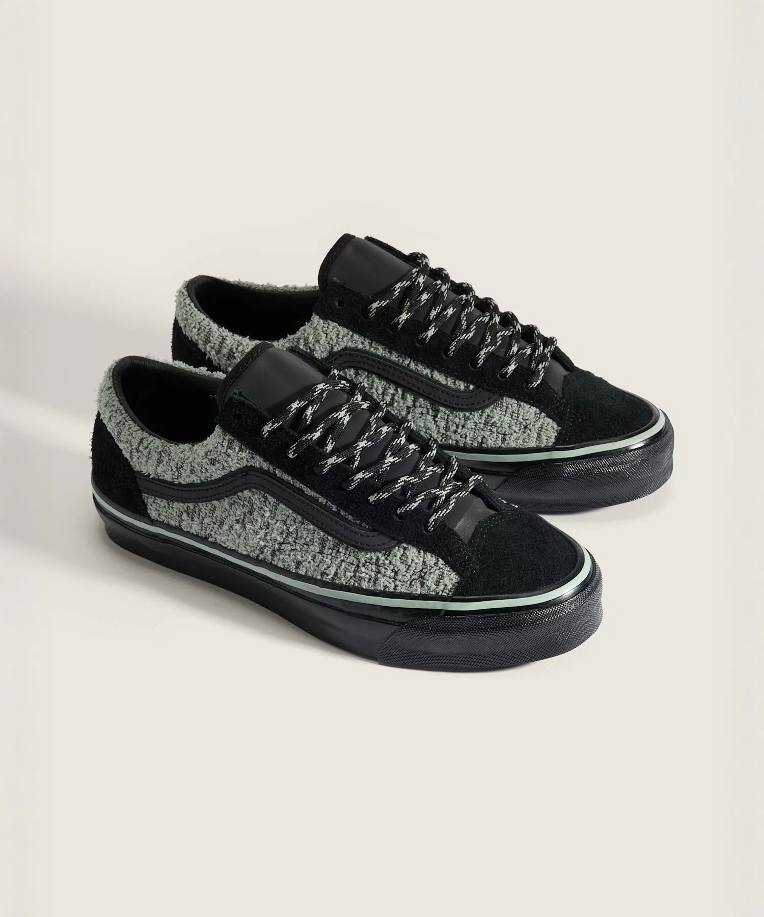 Унисекс кроссовки VANS Old Skool 36 Jacquard Knit серо-зелёные — фото 2