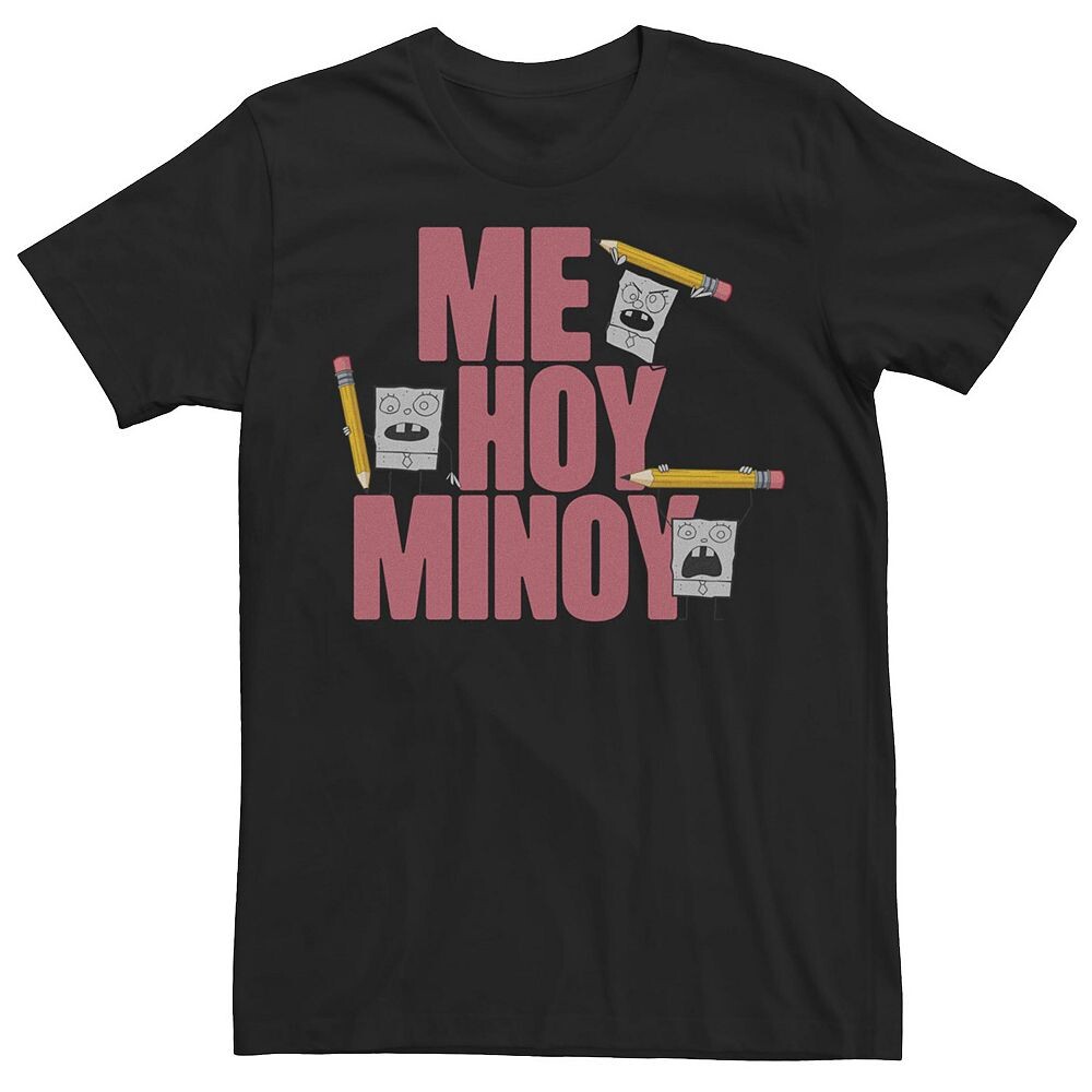 

Мужская футболка Spongebob Me Hoy Minoy Doodlebob Word Stack Licensed Character, черный