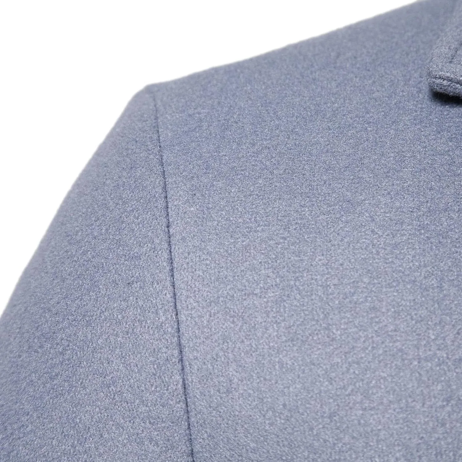 Мужское пальто с отложным воротником, зимнее приталенное однобортное пальто pea coat из шерстяной смеси, элегантный длинный жакет Generic, серый — фото 2
