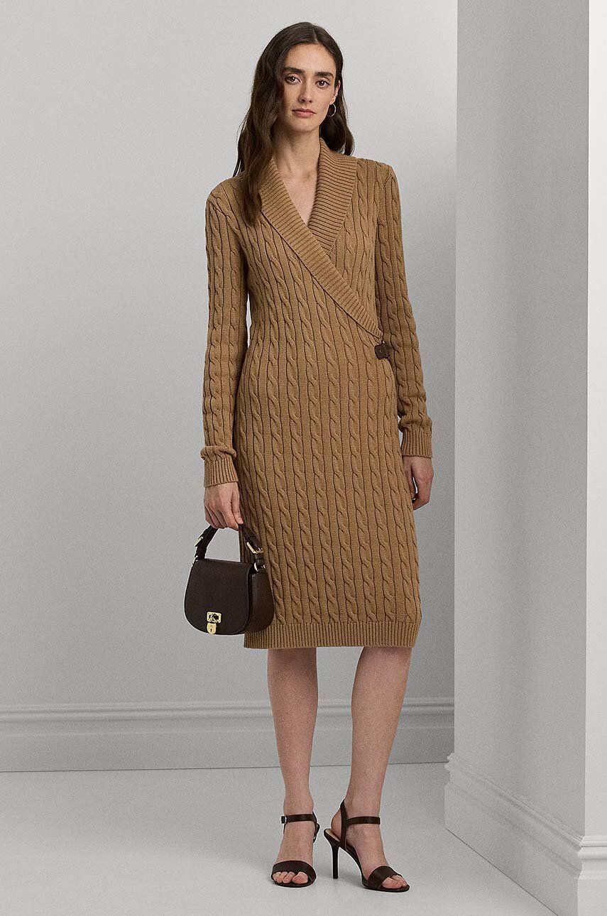 

Хлопковое платье Lauren Ralph Lauren, бежевый
