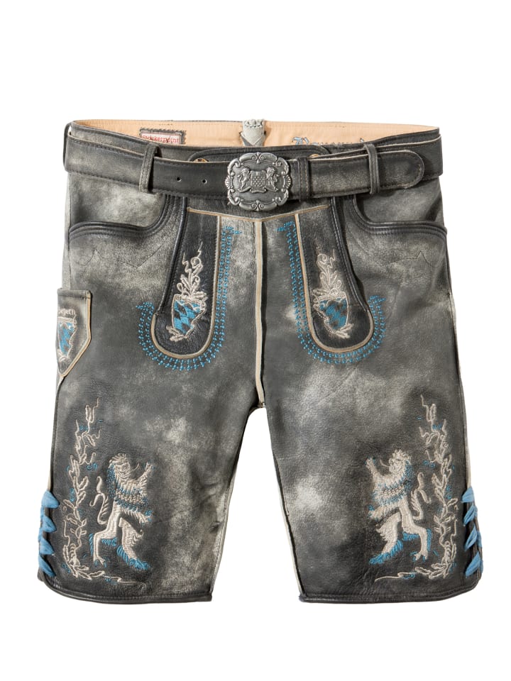 

Stockerpoint Кожаные брюки "Bayern-Bua" античного серого цвета с крапчатым рисунком